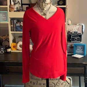 Red V-Neck Long sleeve tee